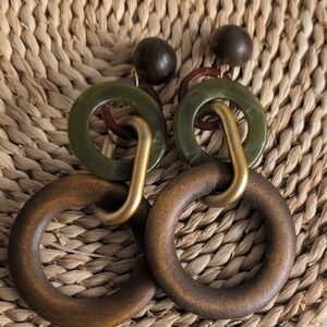 ANTHRO Wooden Hoop Earrings